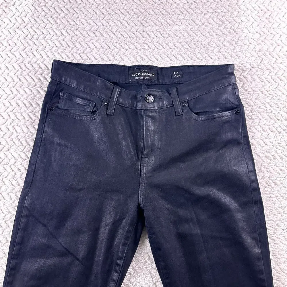 Lucky Brand Jeans Womens 6/28 Ankle Black‎ Wash AVA Mid Rise Skinny Denim